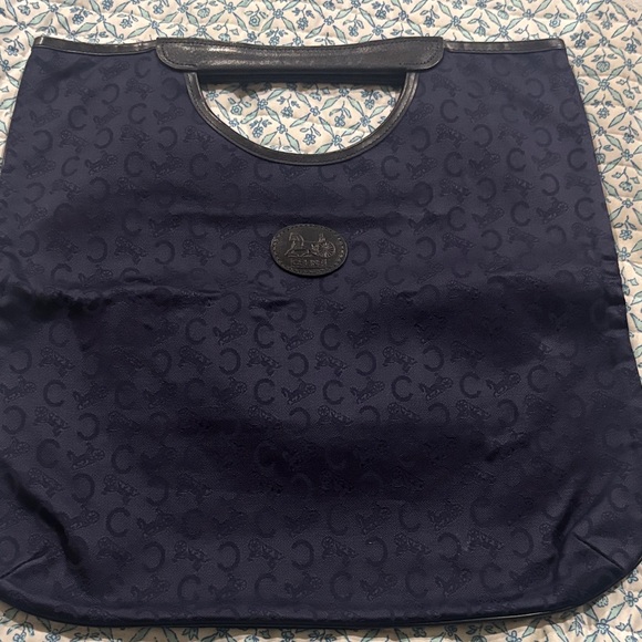 Celine Vintage Elegant Navy Blue Tote Bag